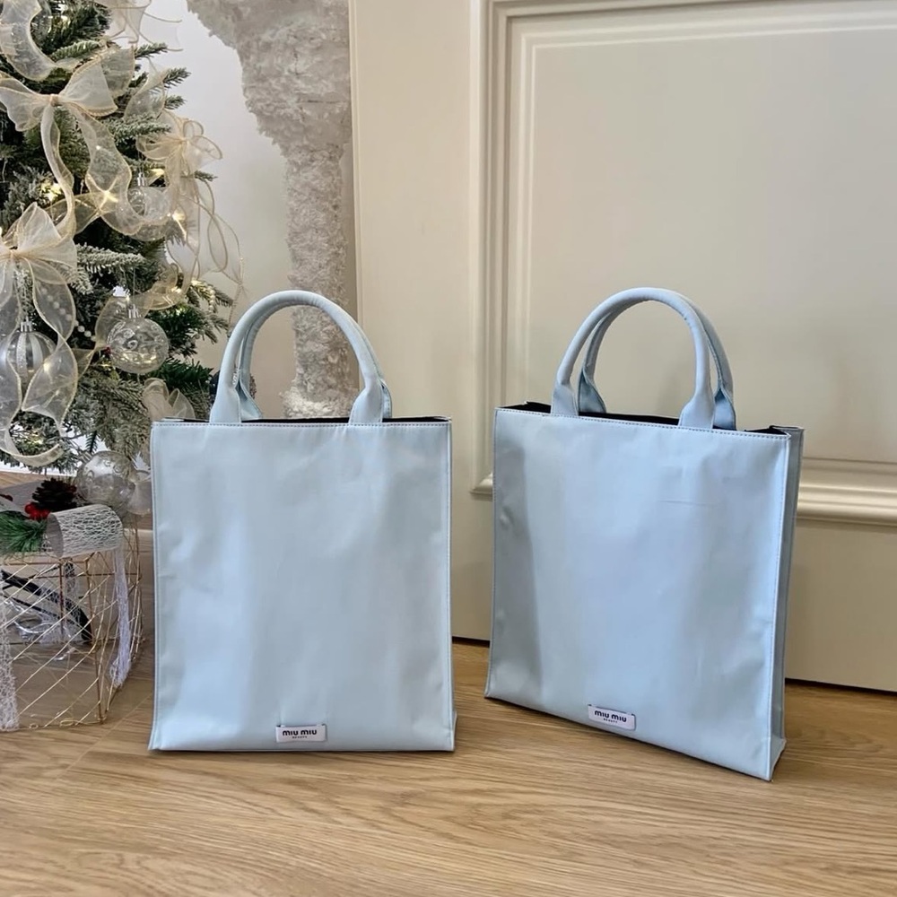 MIU MIU Light Blue tote mini bag logo purse wristlet
